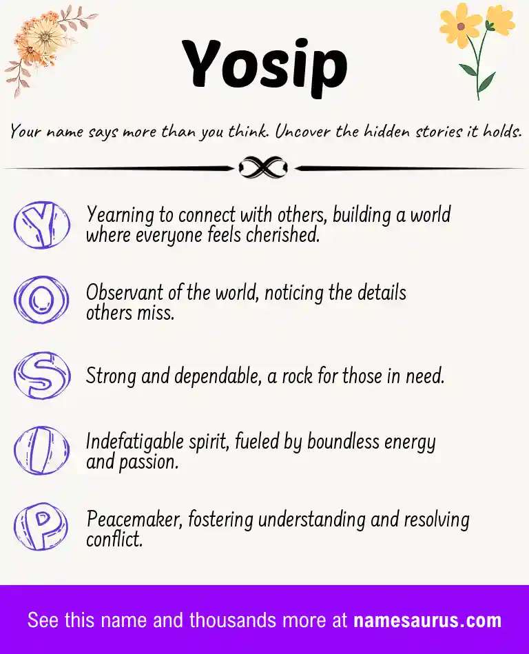 Acrostic poem about Yosip.