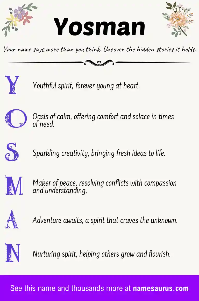 Acrostic poem about Yosman.