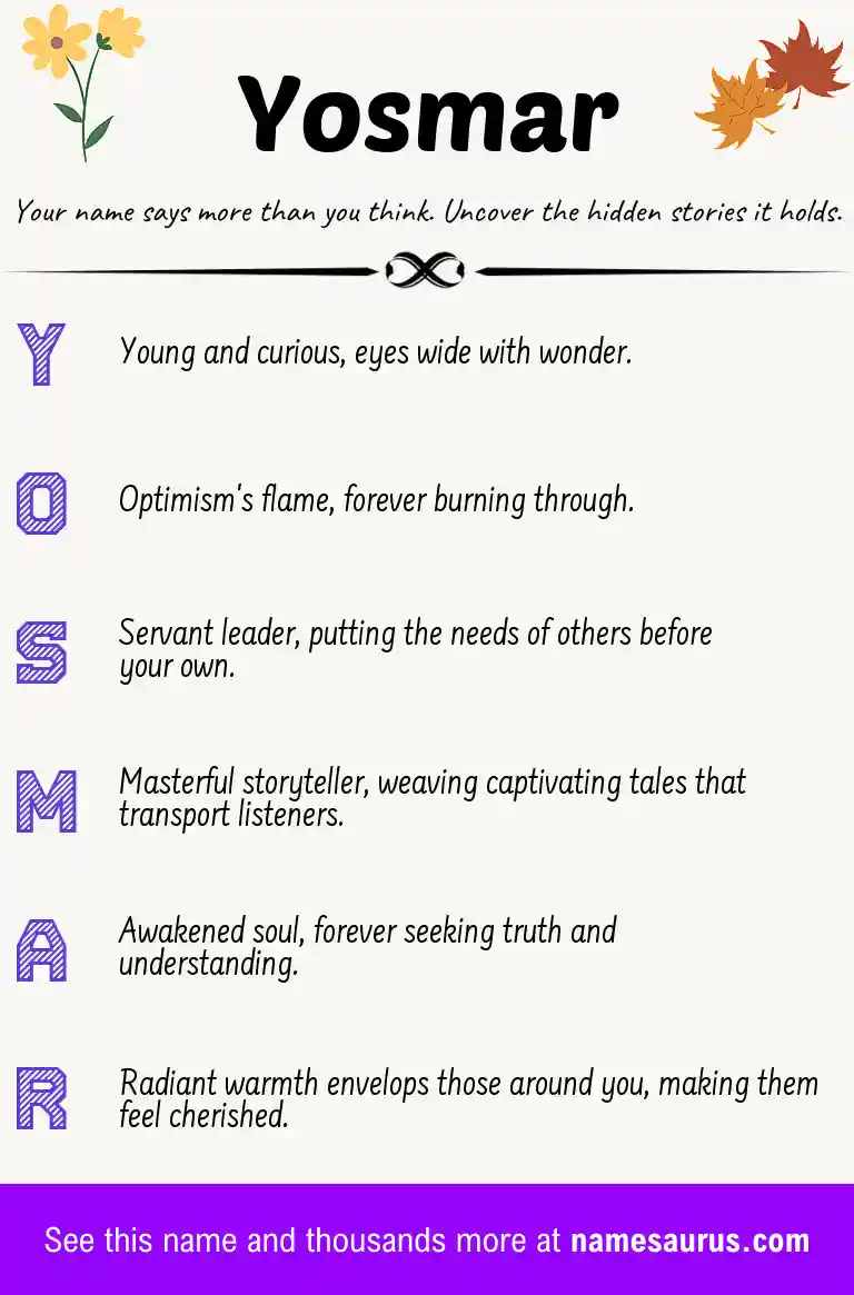 Acrostic poem about Yosmar.