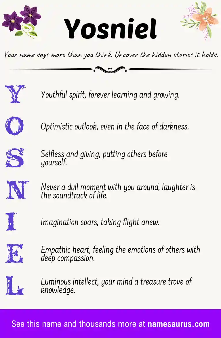 Acrostic poem about Yosniel.
