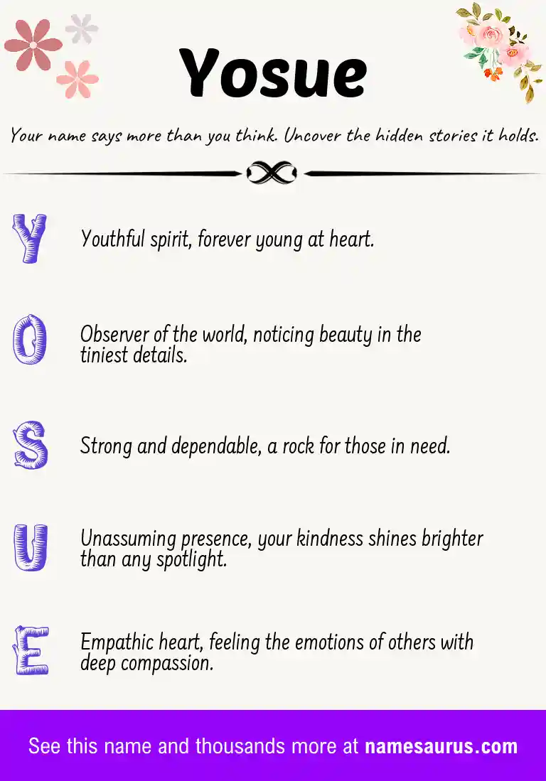 Acrostic poem about Yosue.