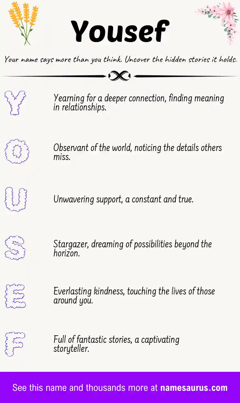 Acrostic poem about Yousef.