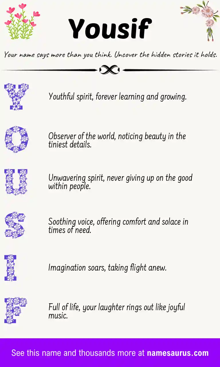 Acrostic poem about Yousif.