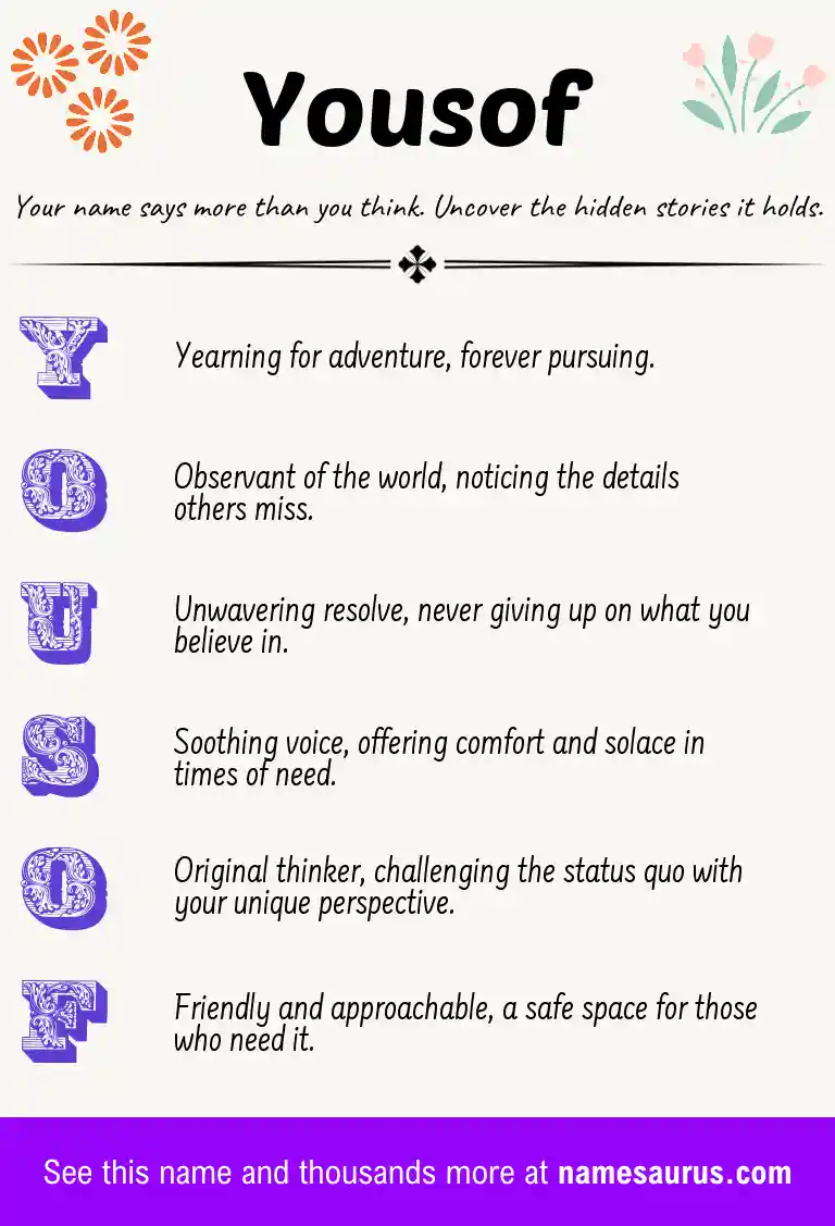 Acrostic poem about Yousof.