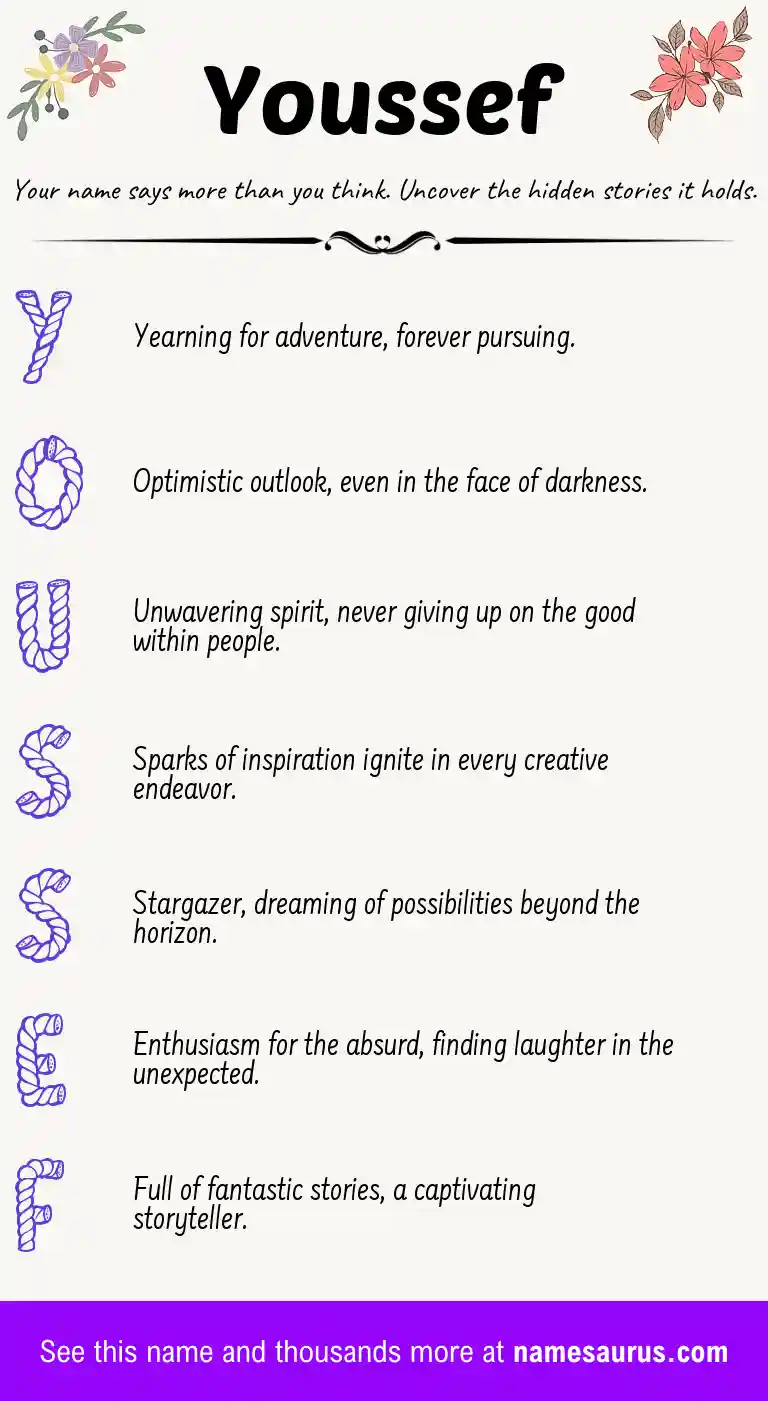 Acrostic poem about Youssef.