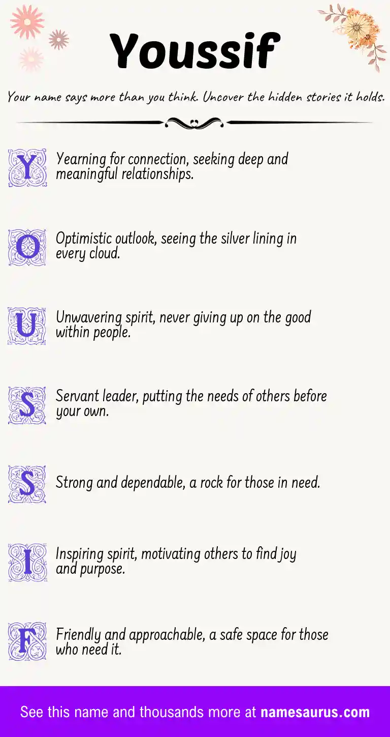 Acrostic poem about Youssif.