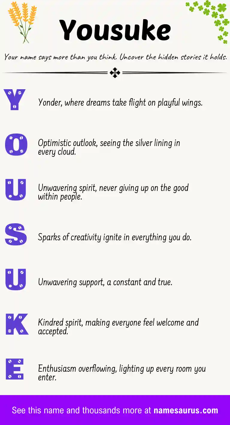 Acrostic poem about Yousuke.
