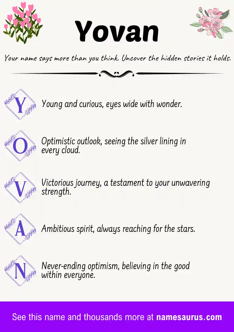 Acrostic poem about Yovan.