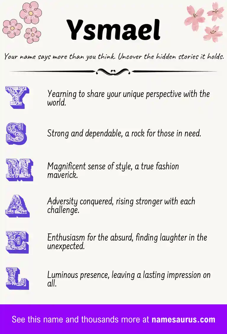 Acrostic poem about Ysmael.