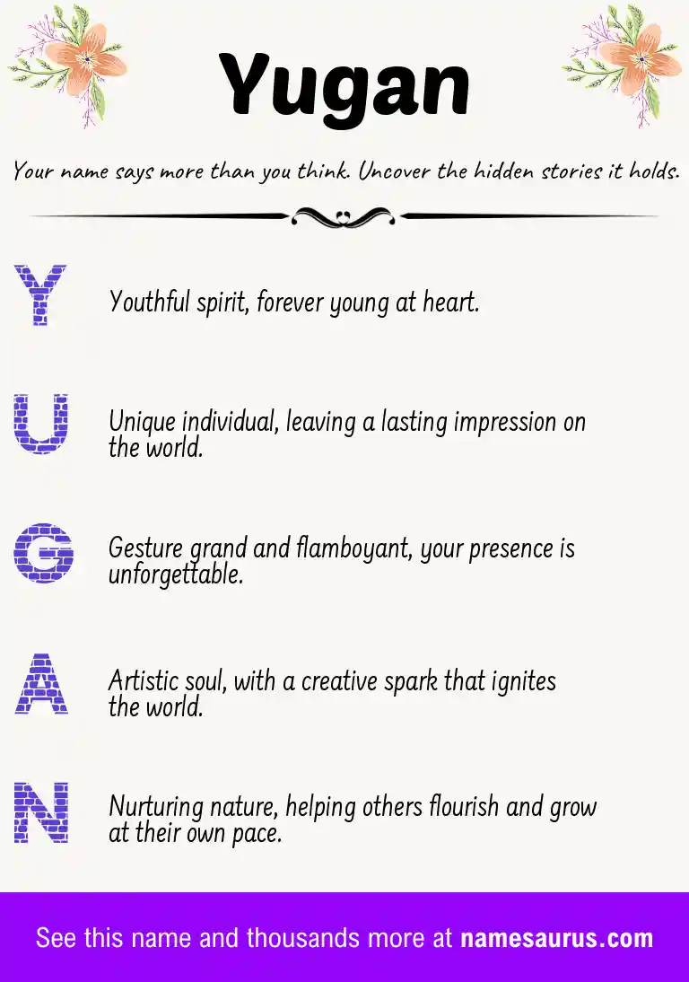 Acrostic poem about Yugan.