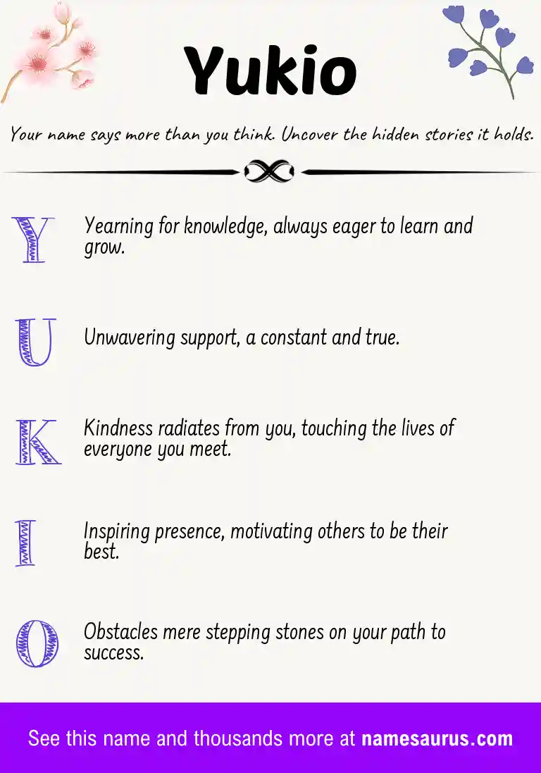 Acrostic poem about Yukio.