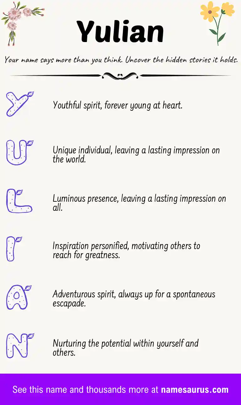 Acrostic poem about Yulian.