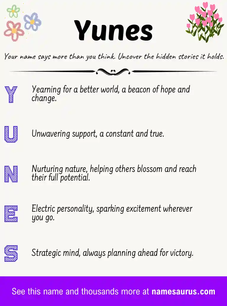 Acrostic poem about Yunes.