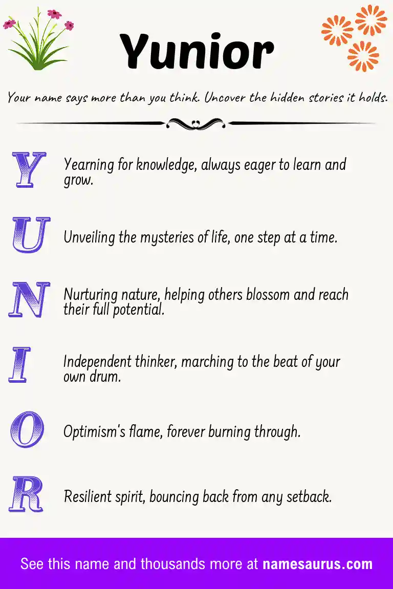 Acrostic poem about Yunior.