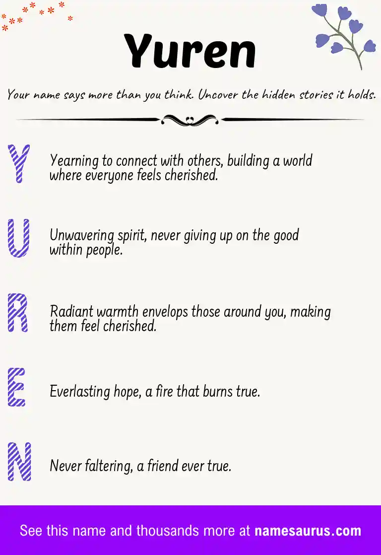 Acrostic poem about Yuren.