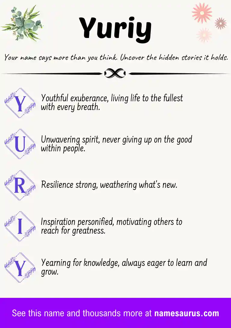 Acrostic poem about Yuriy.