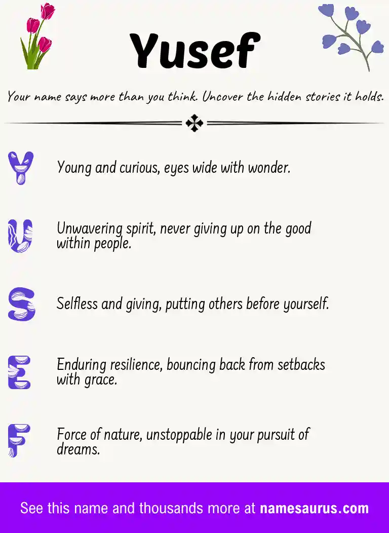 Acrostic poem about Yusef.