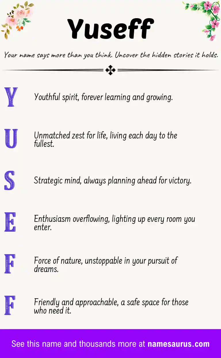 Acrostic poem about Yuseff.