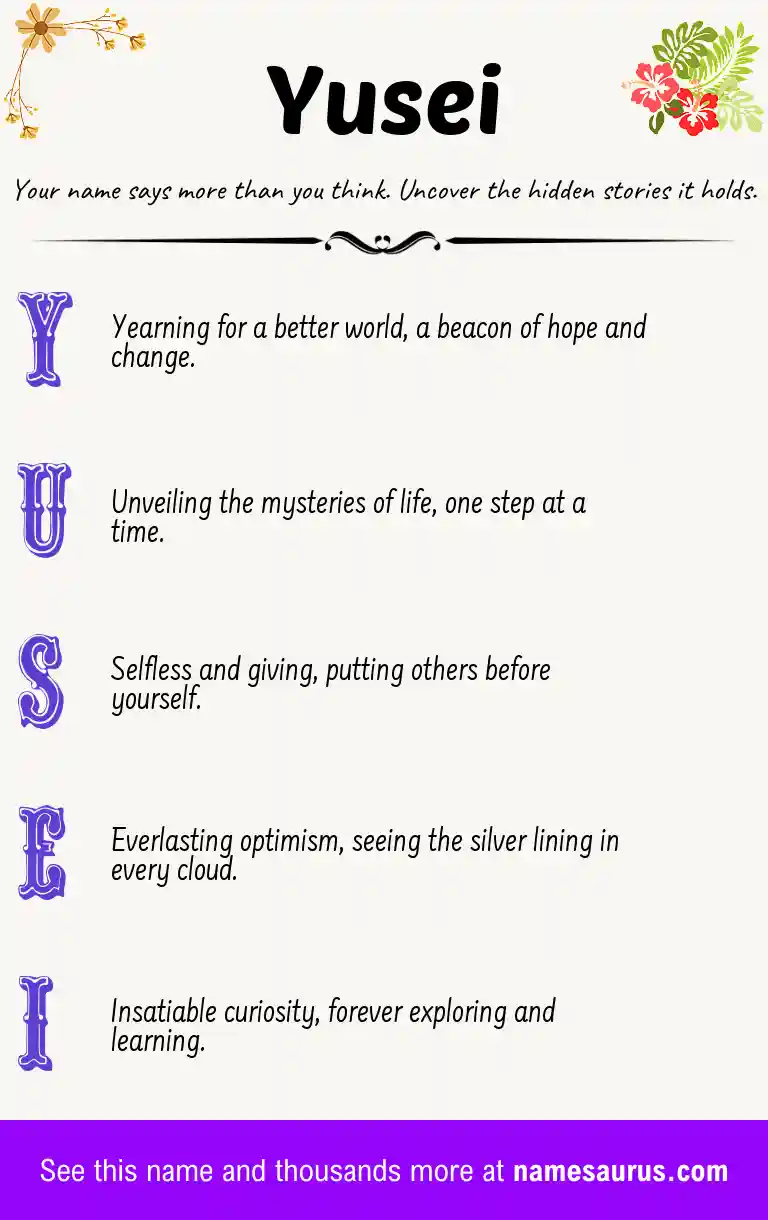 Acrostic poem about Yusei.