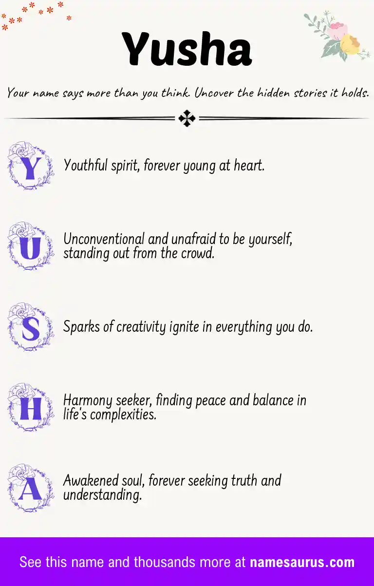 Acrostic poem about Yusha.