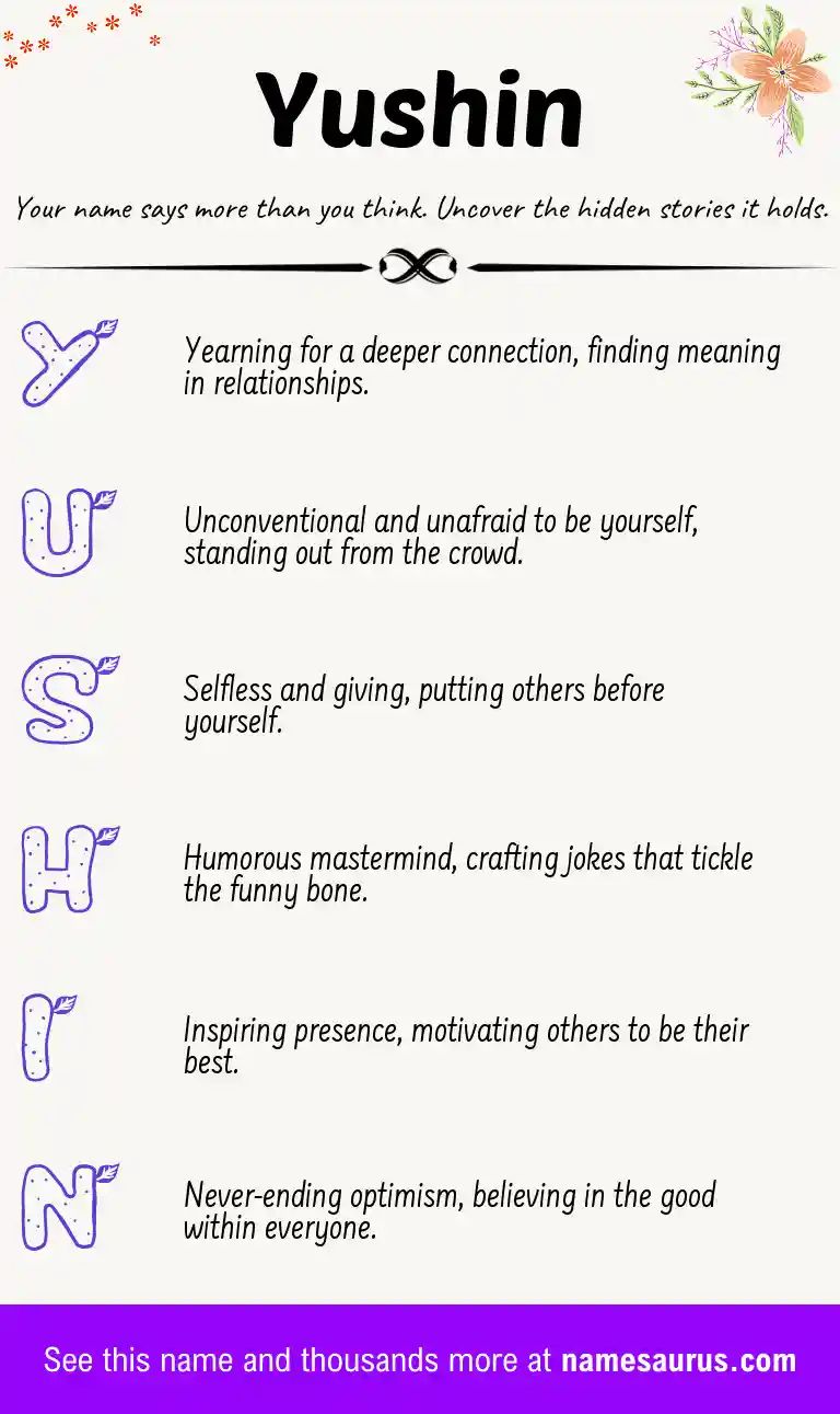 Acrostic poem about Yushin.
