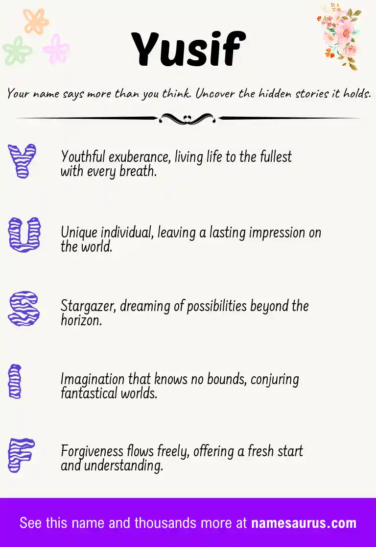 Acrostic poem about Yusif.