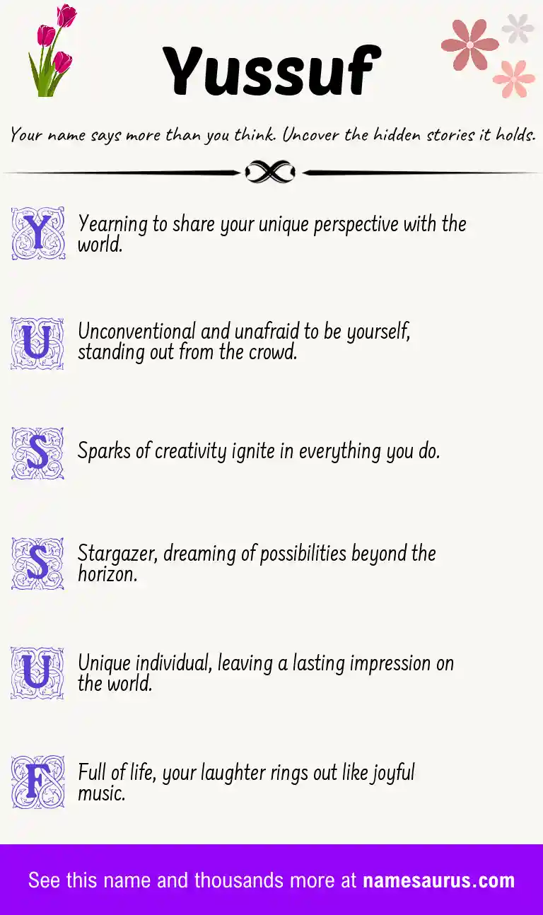 Acrostic poem about Yussuf.