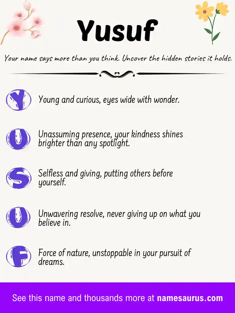 Acrostic poem about Yusuf.