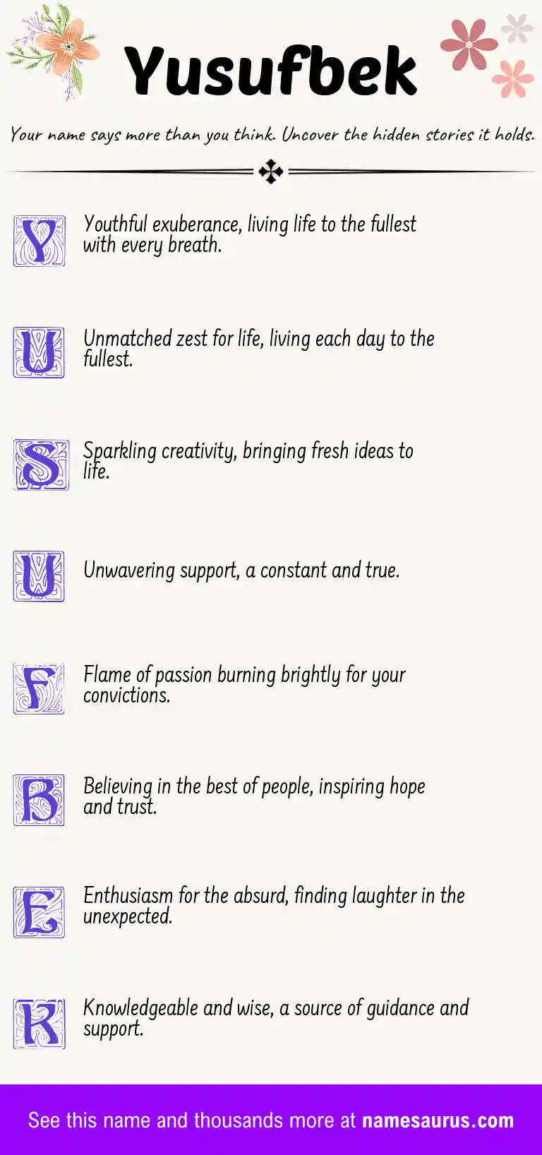 Acrostic poem about Yusufbek.