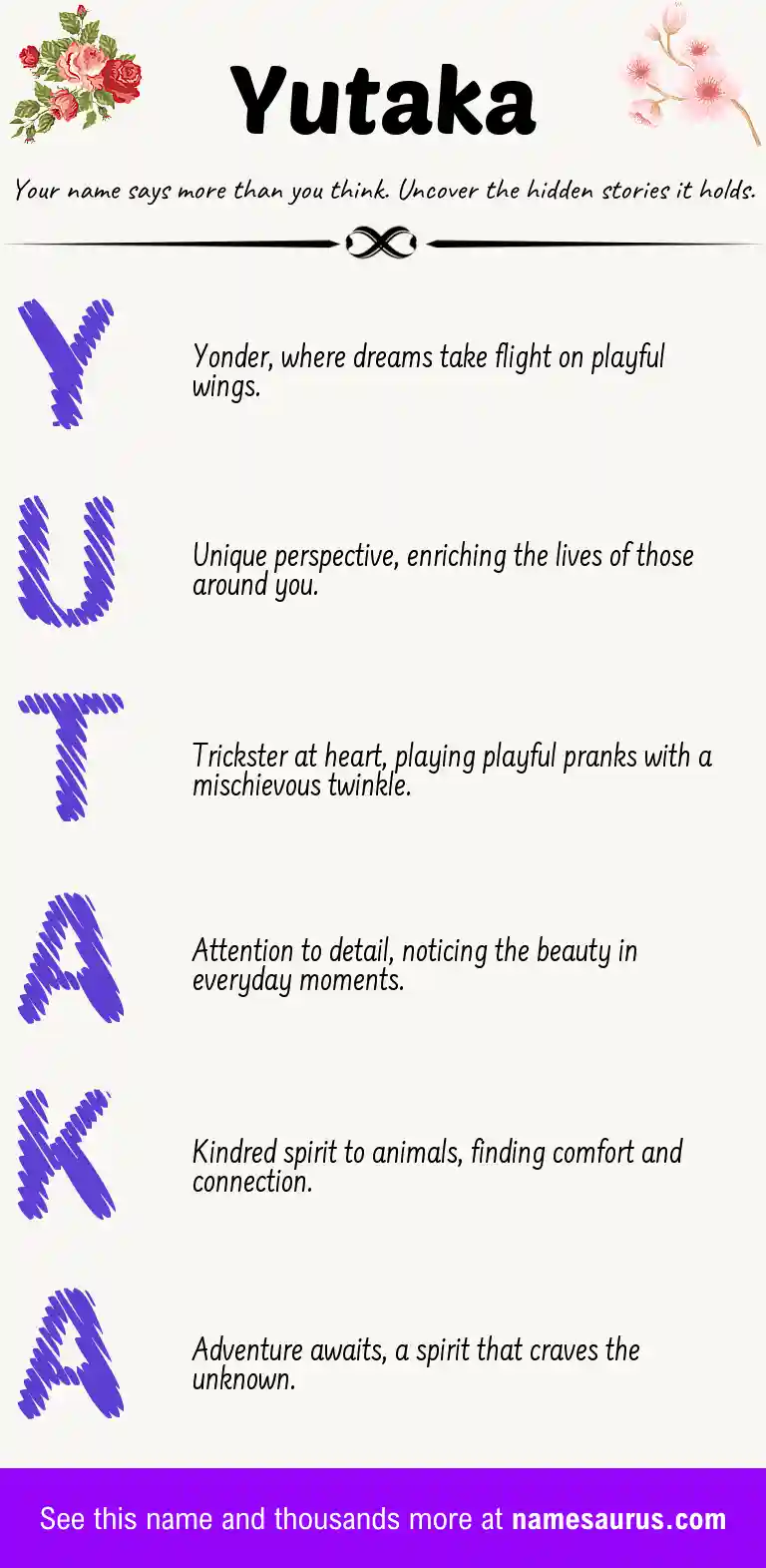 Acrostic poem about Yutaka.