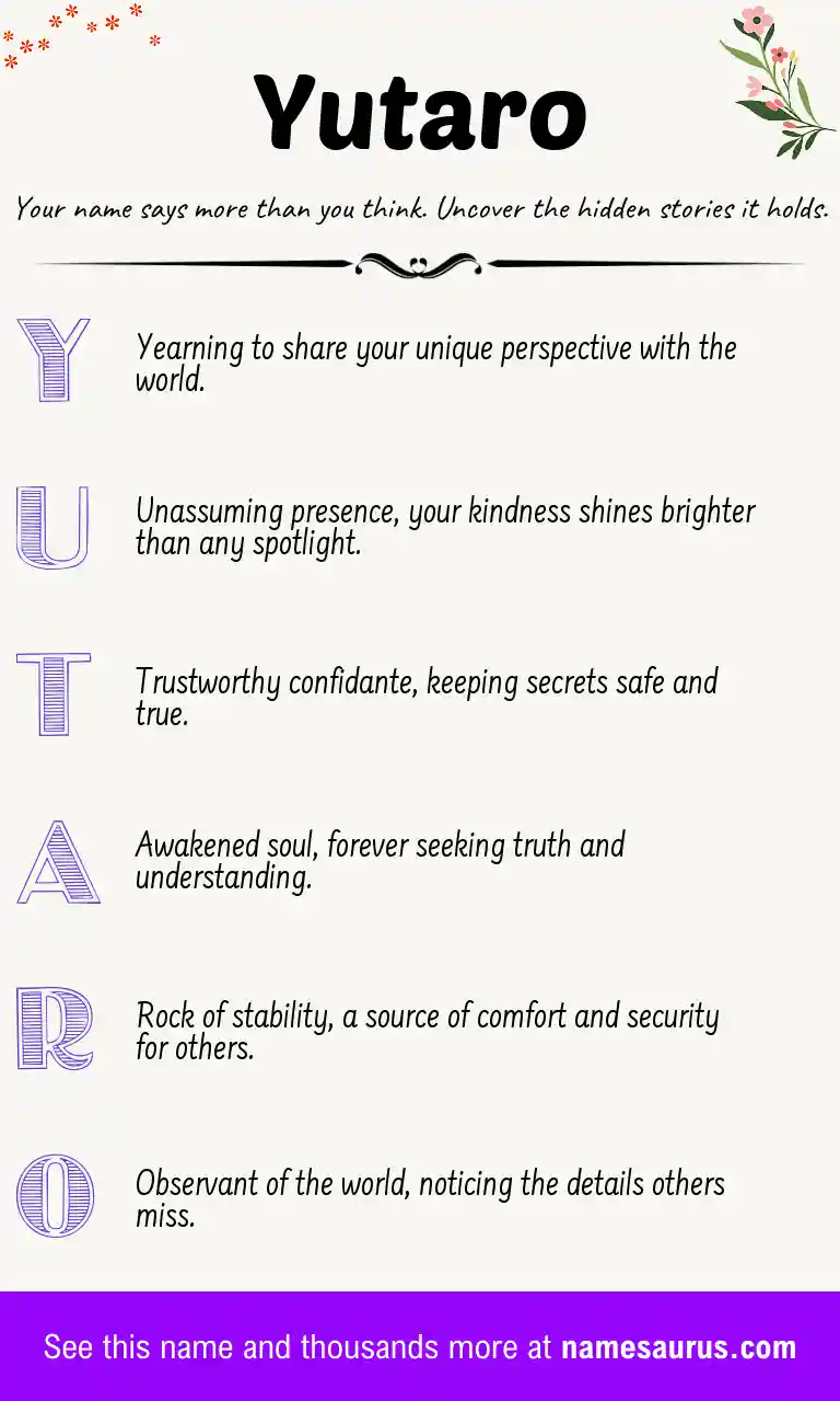 Acrostic poem about Yutaro.