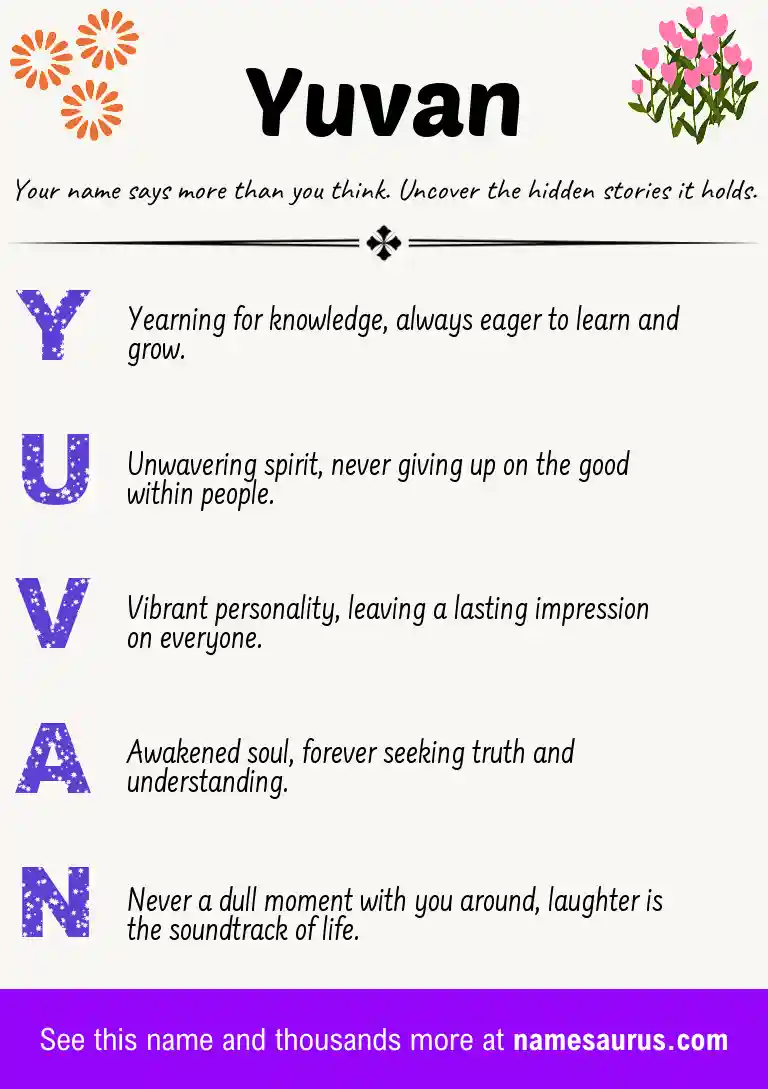 Acrostic poem about Yuvan.