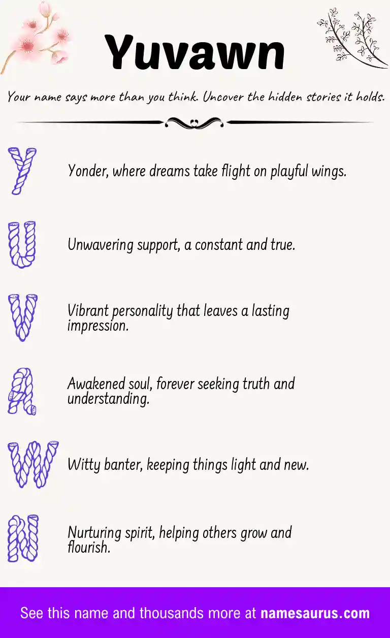 Acrostic poem about Yuvawn.