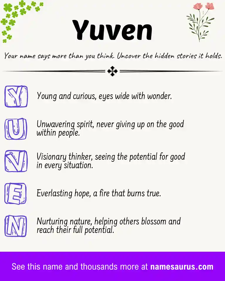 Acrostic poem about Yuven.