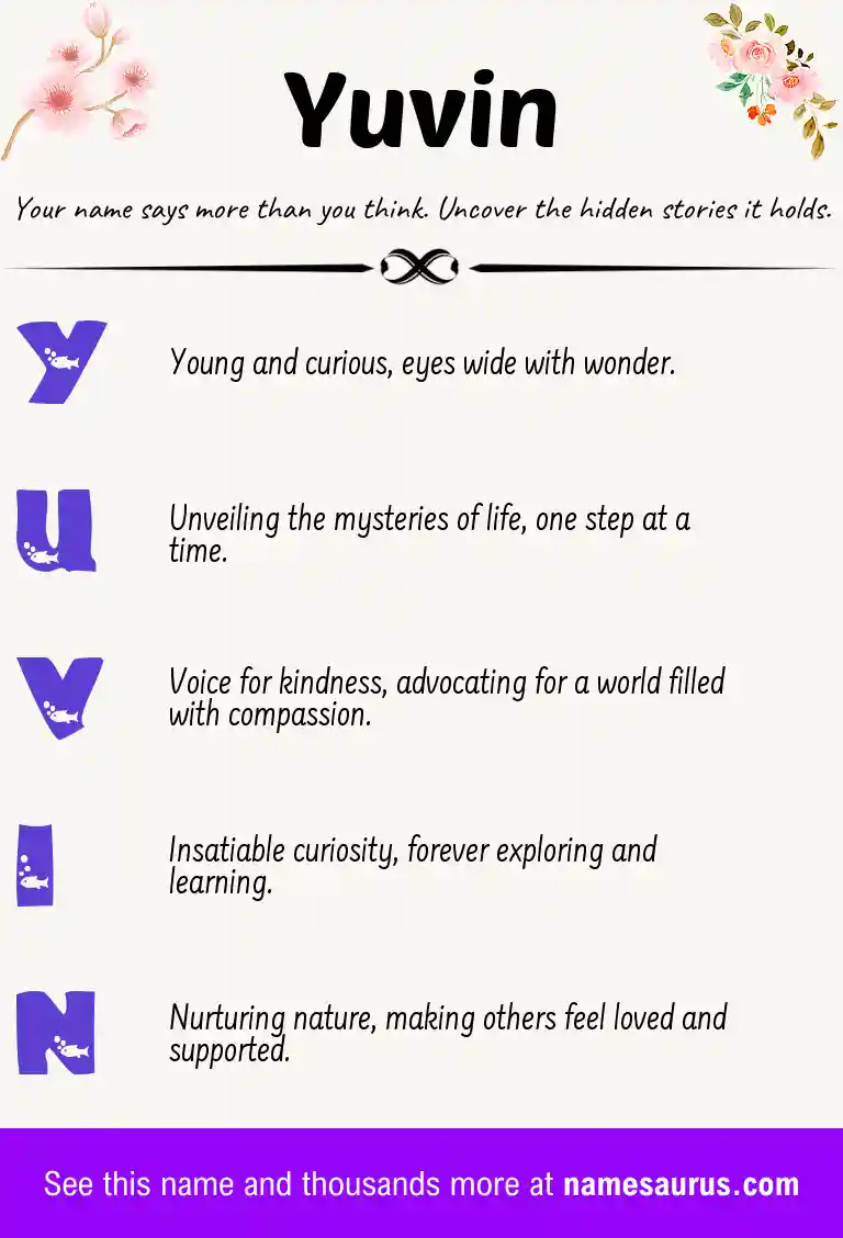 Acrostic poem about Yuvin.