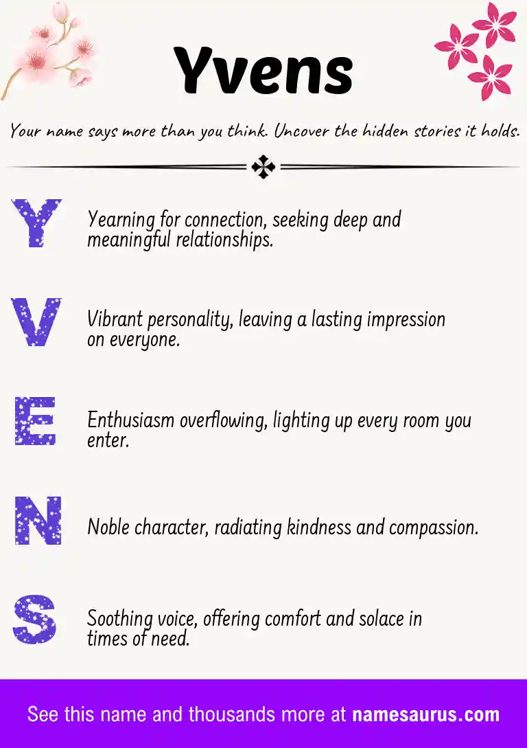 Acrostic poem about Yvens.