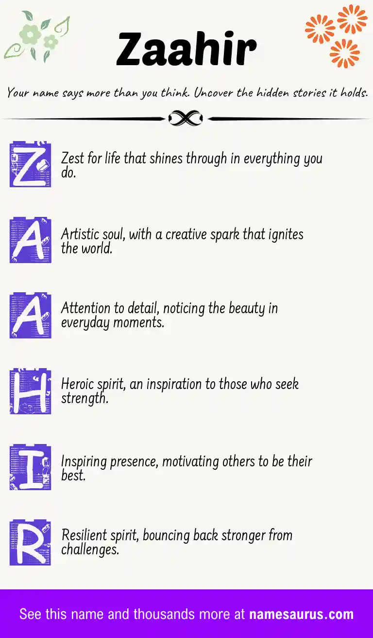 Acrostic poem about Zaahir.