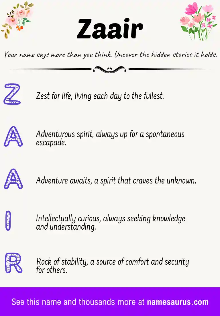 Acrostic poem about Zaair.