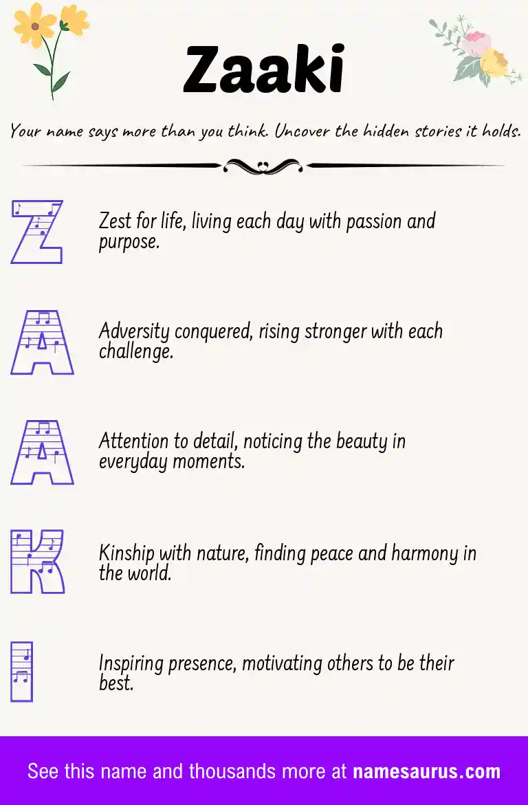 Acrostic poem about Zaaki.