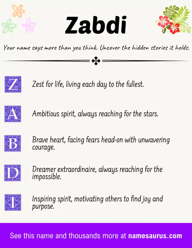 Acrostic poem about Zabdi.