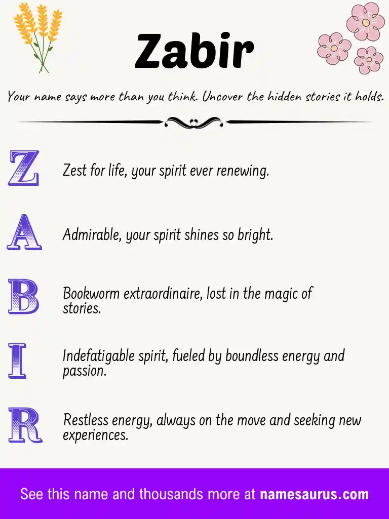 Acrostic poem about Zabir.
