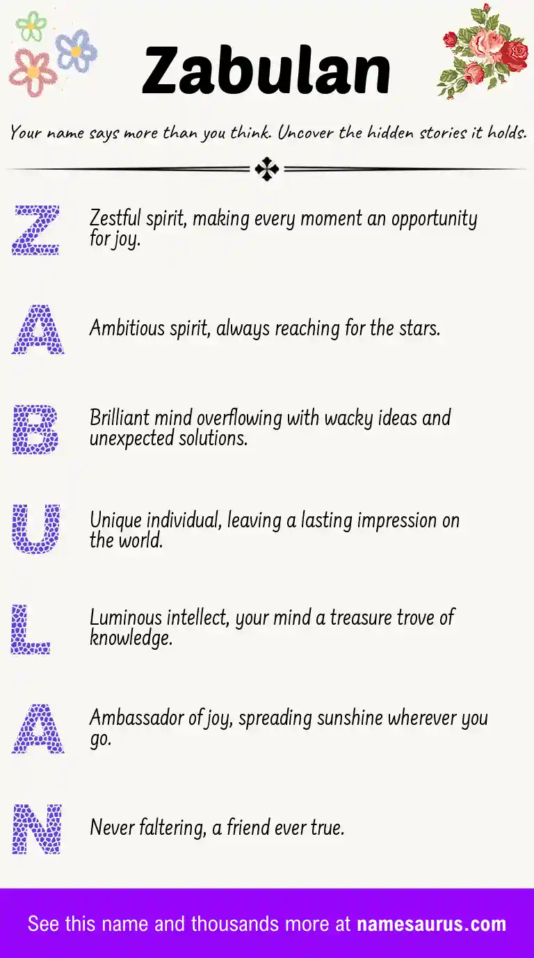 Acrostic poem about Zabulan.