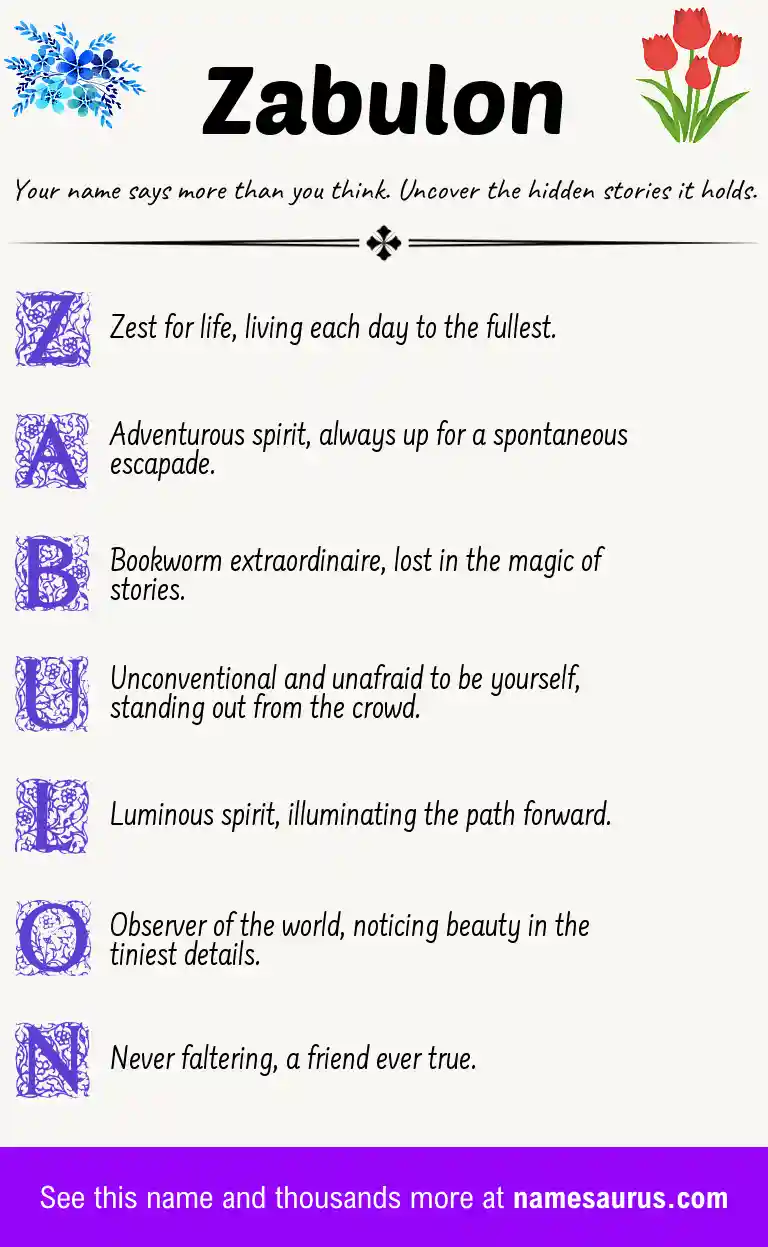 Acrostic poem about Zabulon.