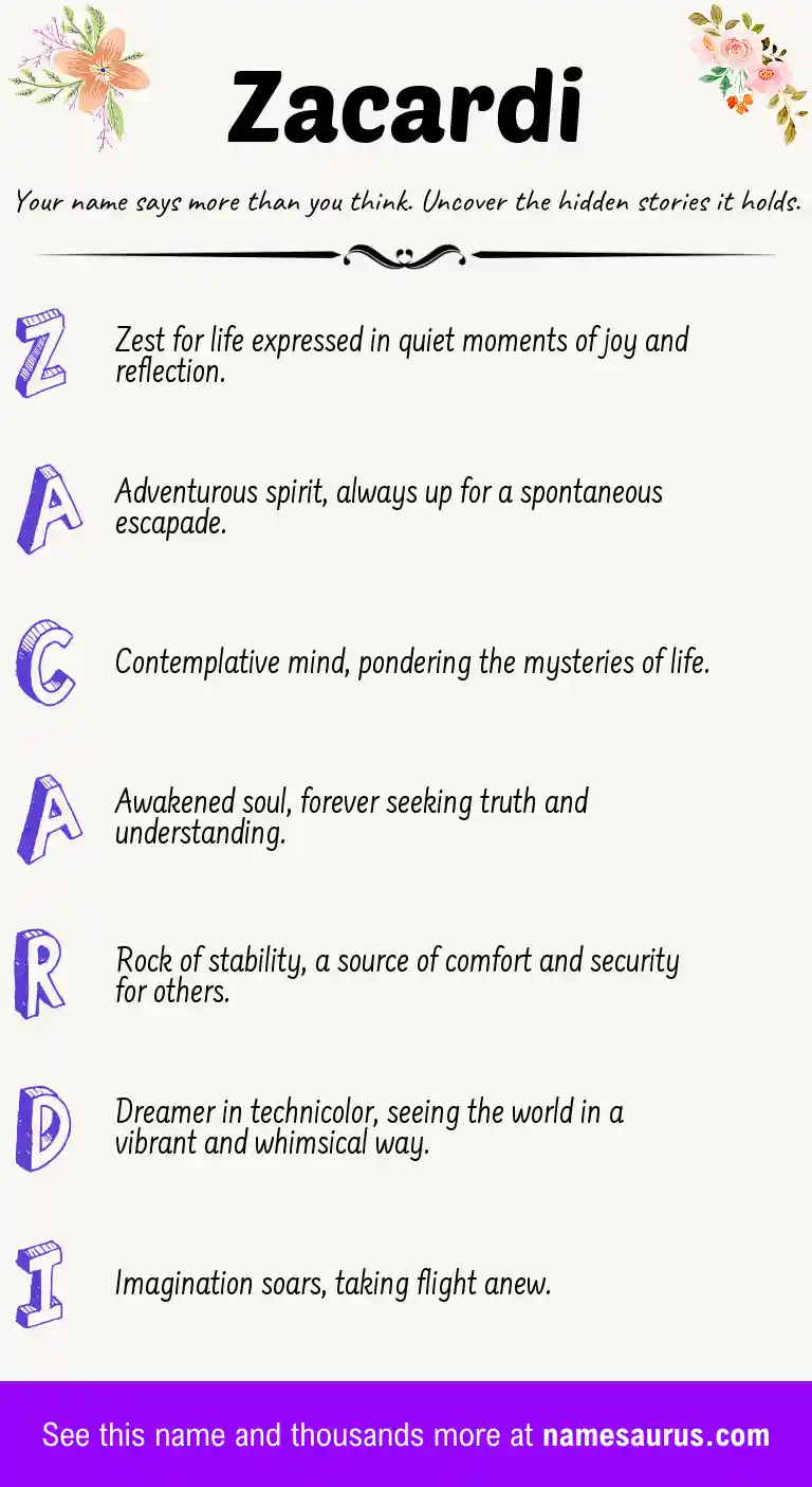 Acrostic poem about Zacardi.