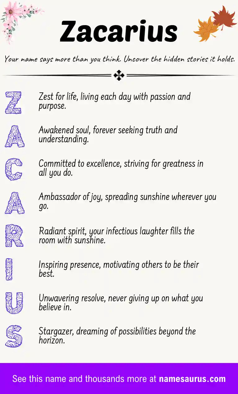 Acrostic poem about Zacarius.