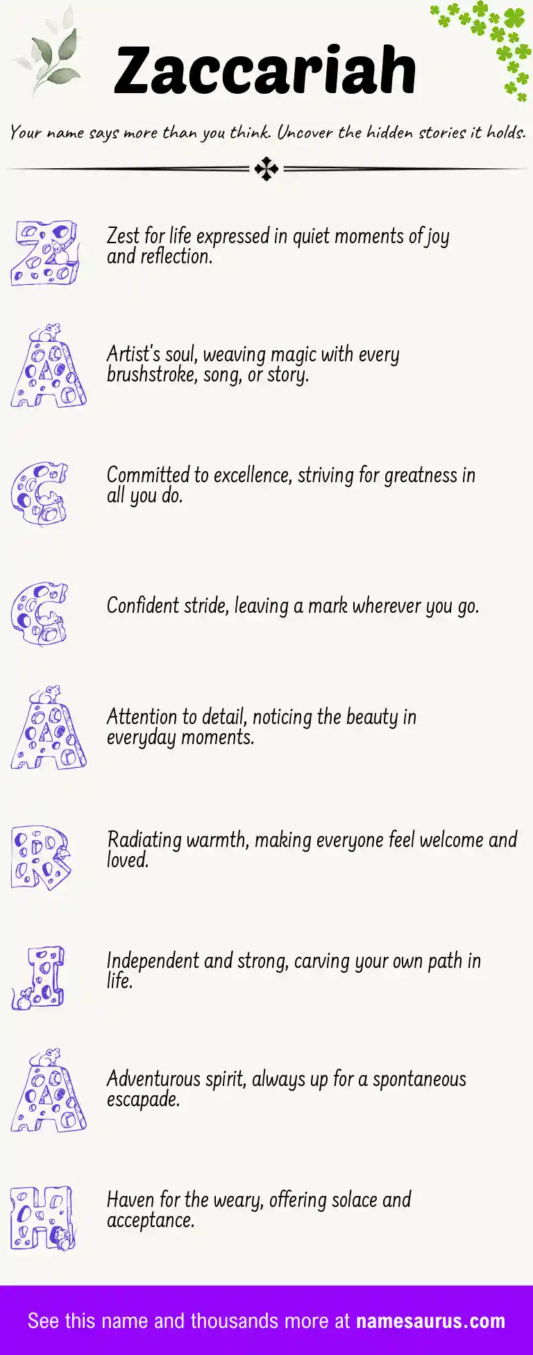 Acrostic poem about Zaccariah.