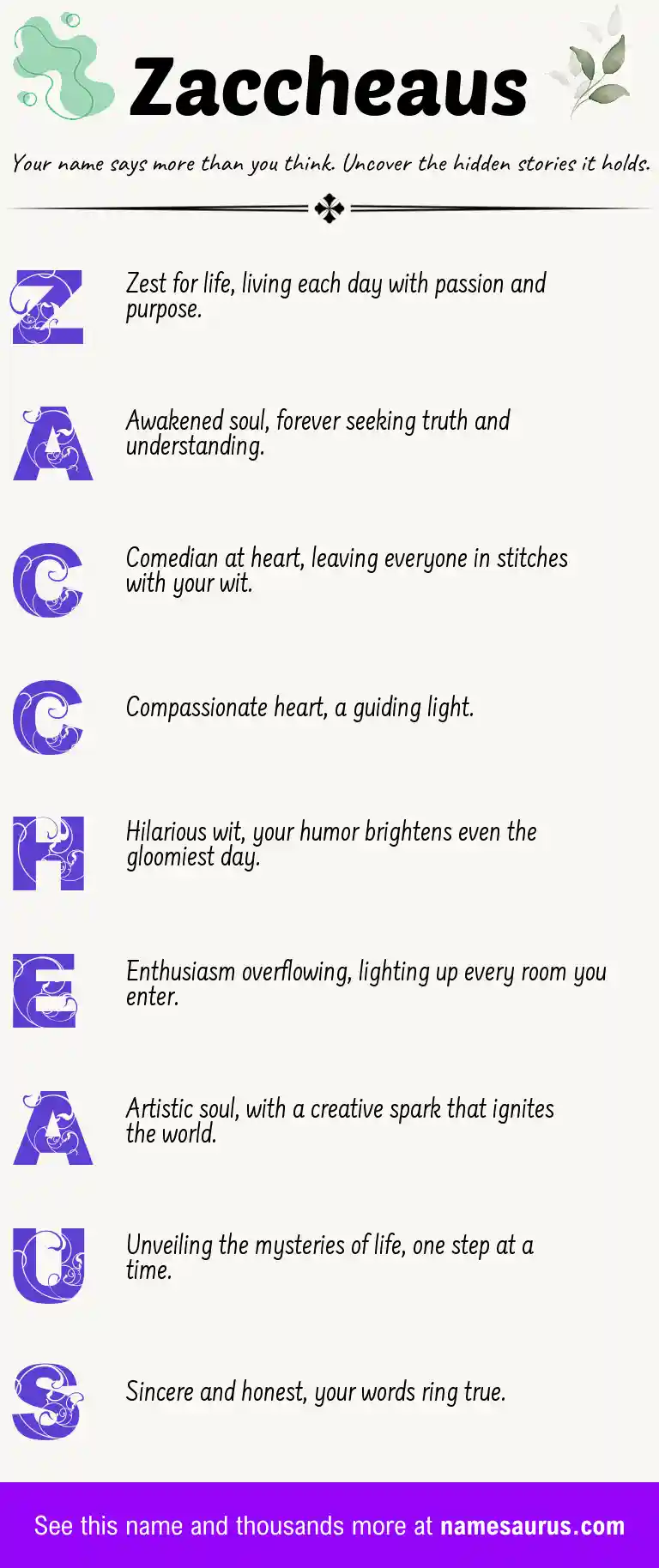 Acrostic poem about Zaccheaus.