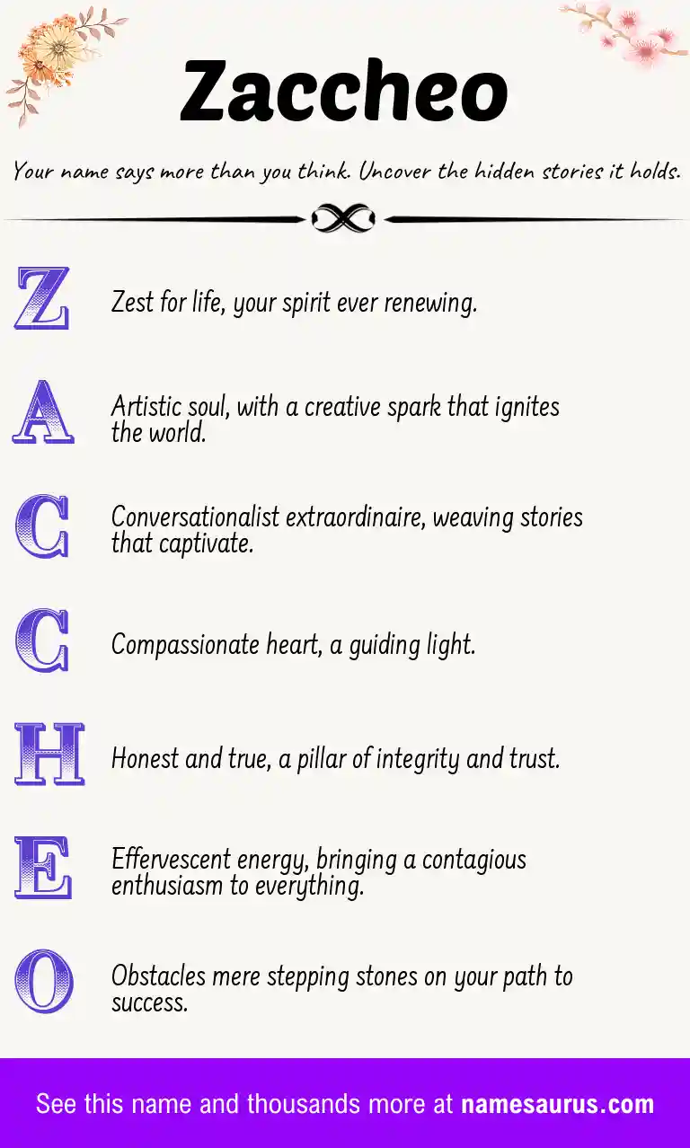 Acrostic poem about Zaccheo.