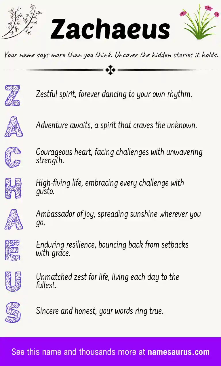 Acrostic poem about Zachaeus.