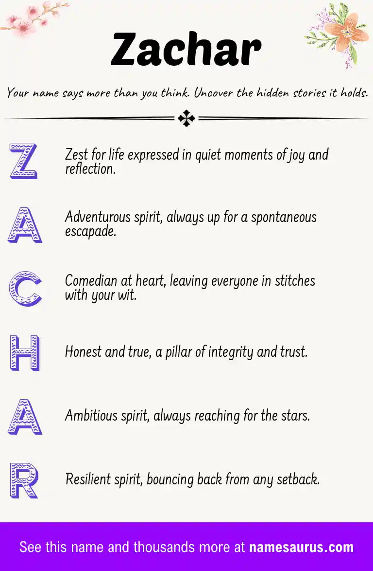 Acrostic poem about Zachar.